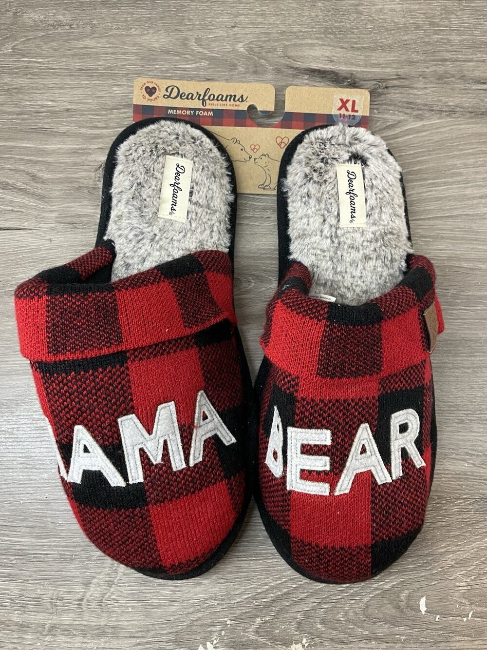 Dearfoams Women's Memory Foam House Slippers Mama Bear XL 11-12